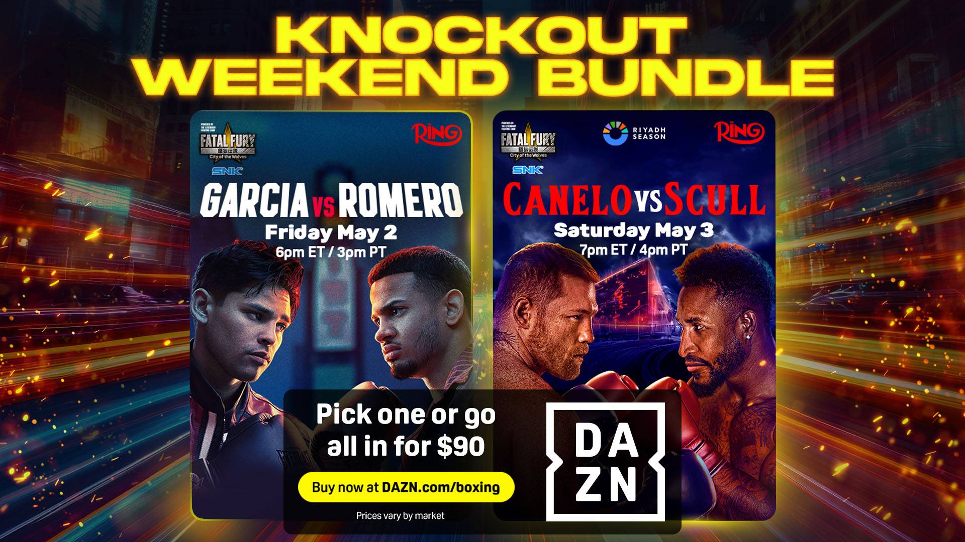 DAZN PPV bundle promo May 2 and 3 16x9