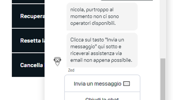 Come parlare in chat con un operatore DAZN
